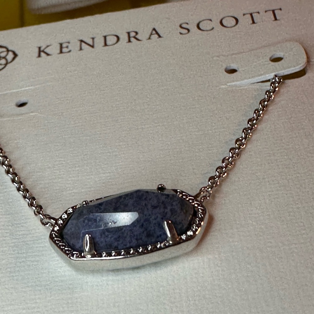 Kendra Scott Silver Necklace with Blue Stone